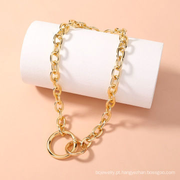 Shangjie Kalung Moda Hip Hop Gold Colar Chain Chain Collace Colar de pingente de argola dupla